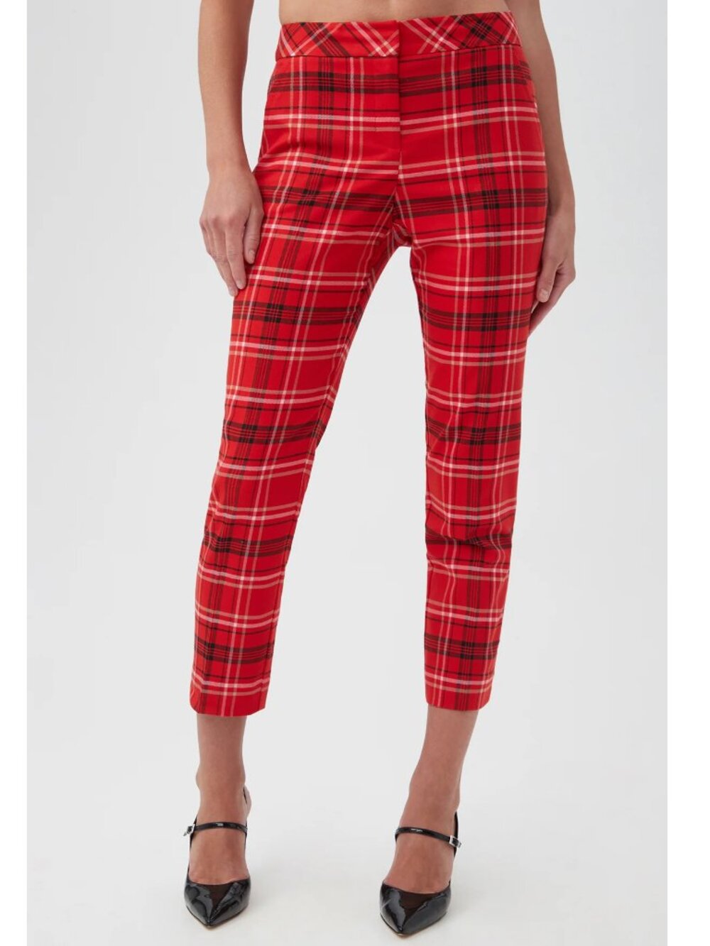 Trina Turk 'Moss 2' Plaid-Print Cropped Pants, Red/Black Multi